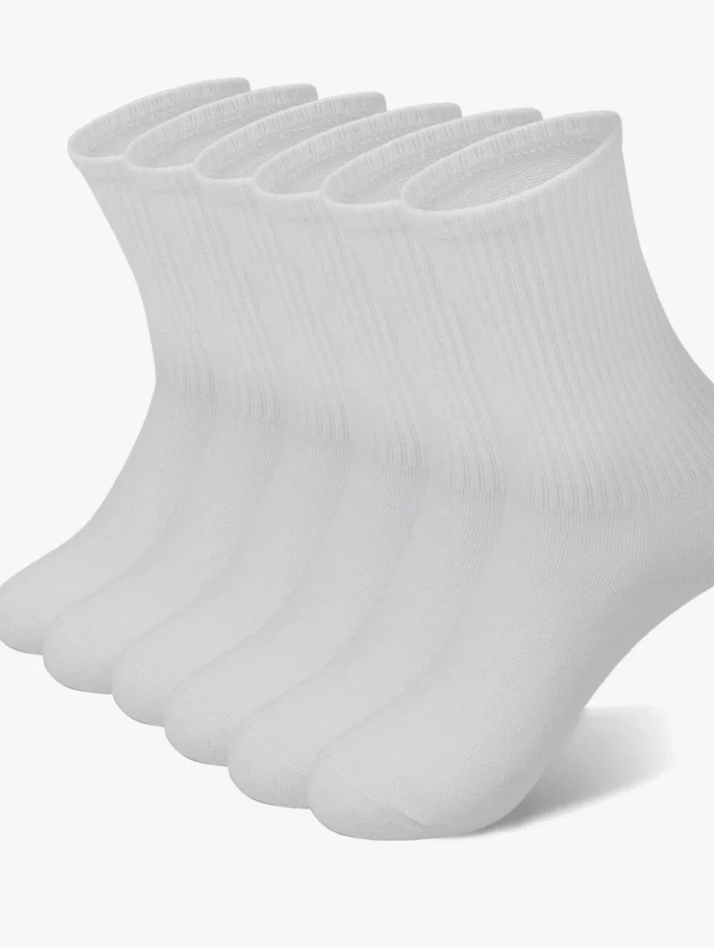 6 pack women's white crew socks.